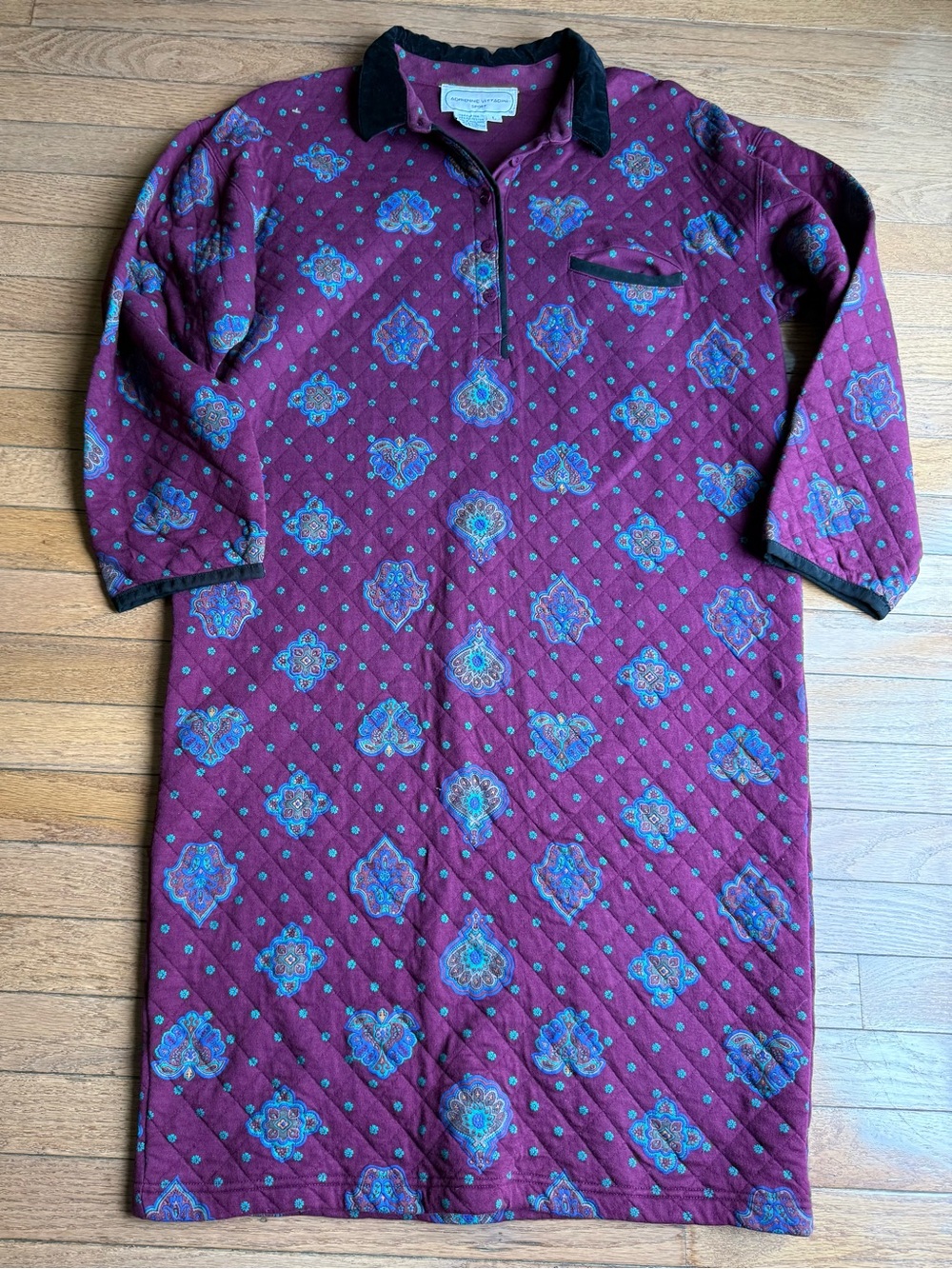 Vintage Adrienne Vittadini Sport Quilted Maxi Dress / Lounge Dress Size L